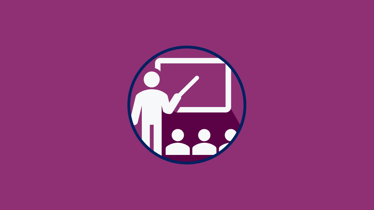 — title missing — Icon showing teacher at blackboard, teaching students