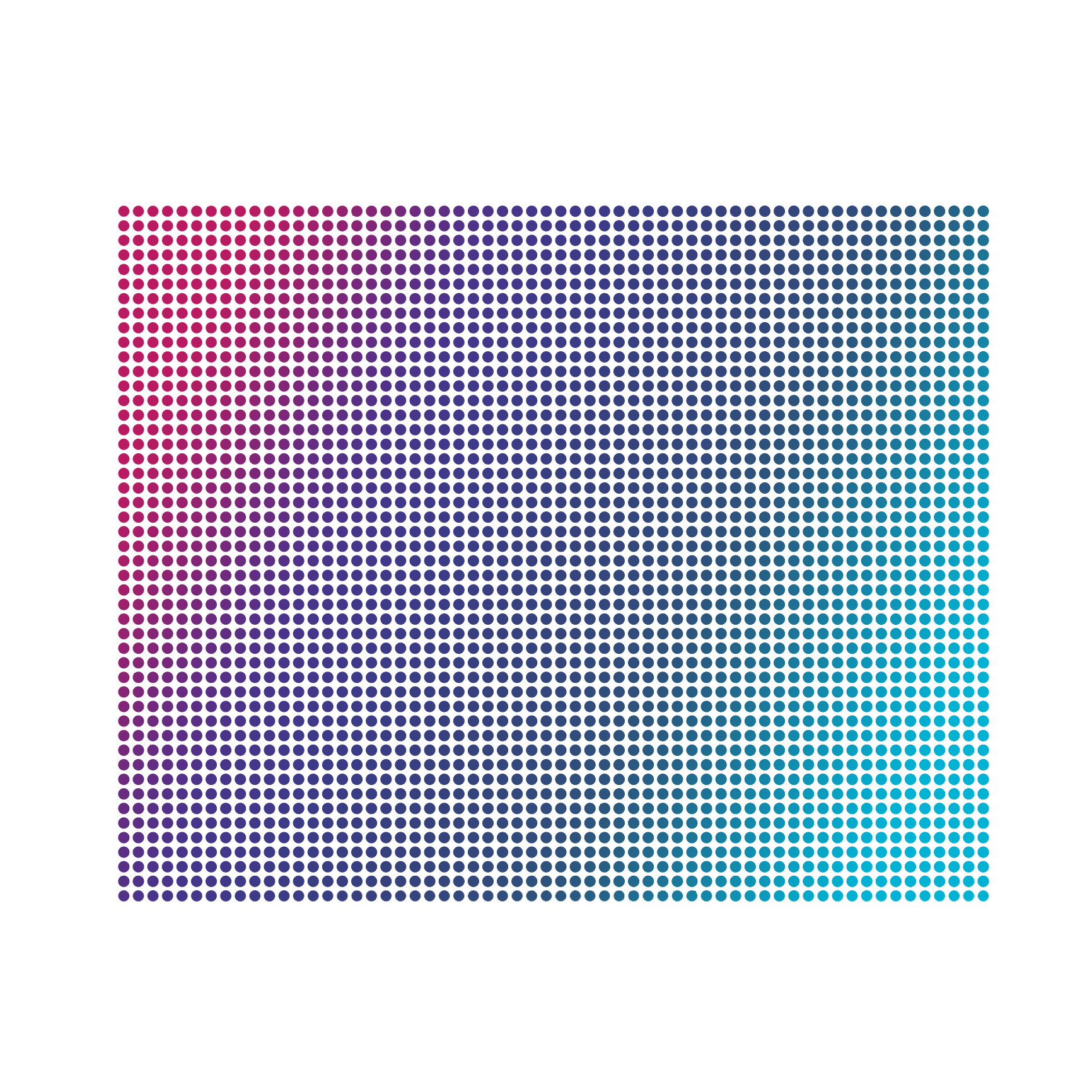 Wyoming map of blue dots on white background