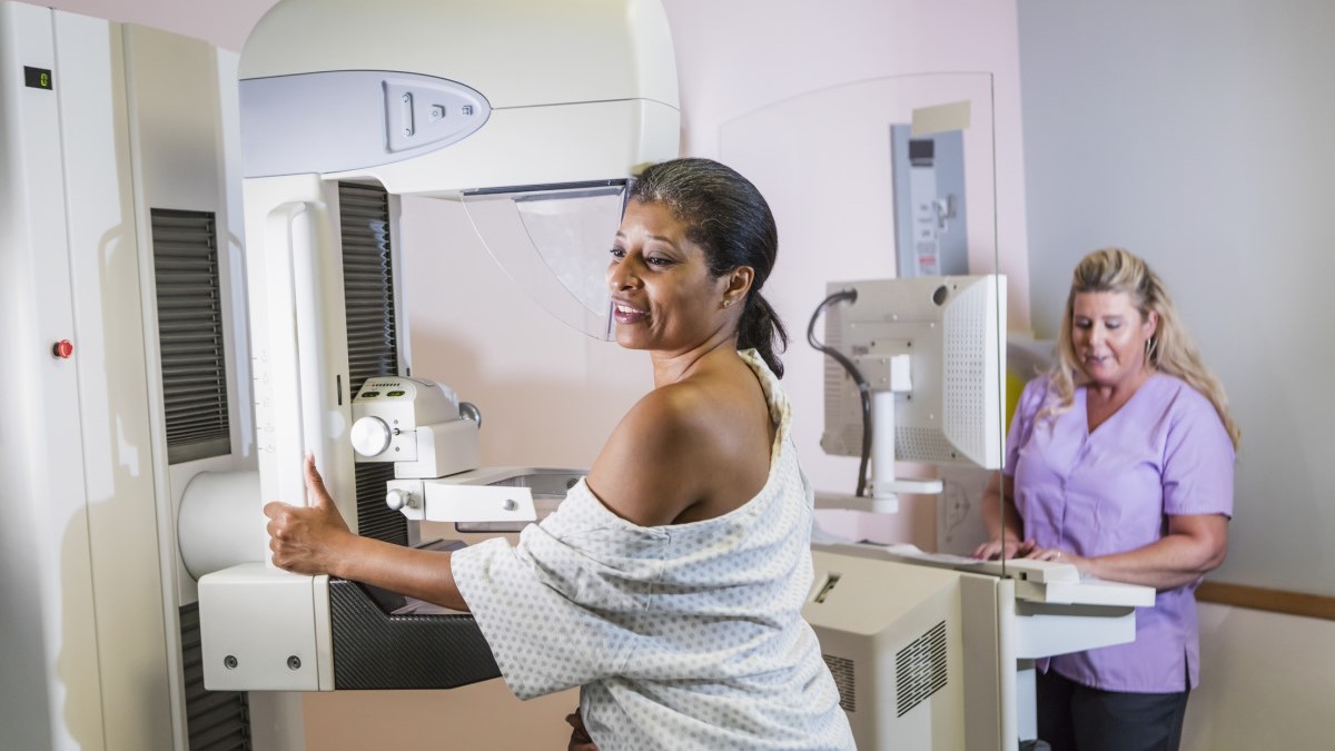 Mammogram a woman getting a mammogram