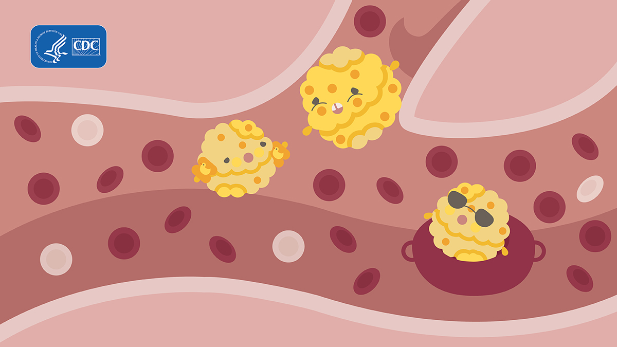 Illustration of three cholesterol monsters.