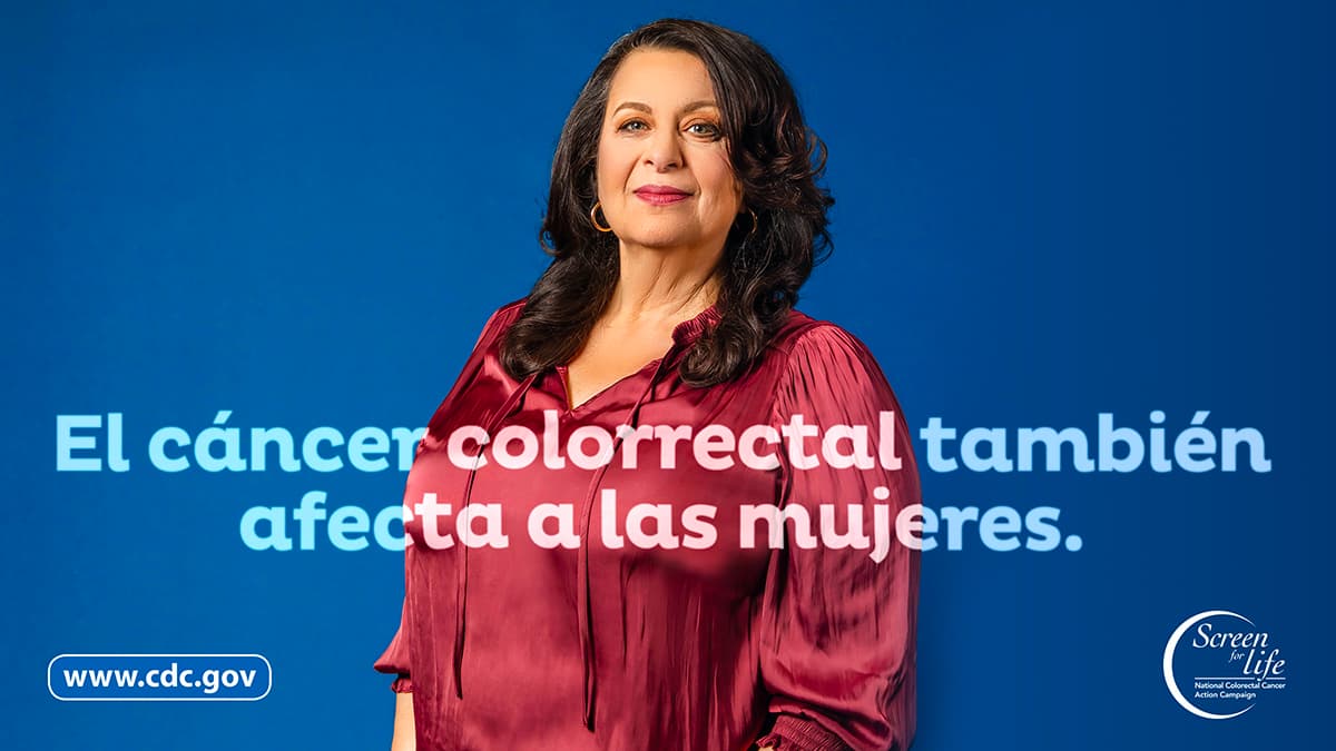 Foto de una mujer con el enlace de www.cdc.gov y el logo de Screen for Life
