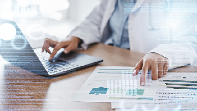Business concept photo. Person working on laptop.