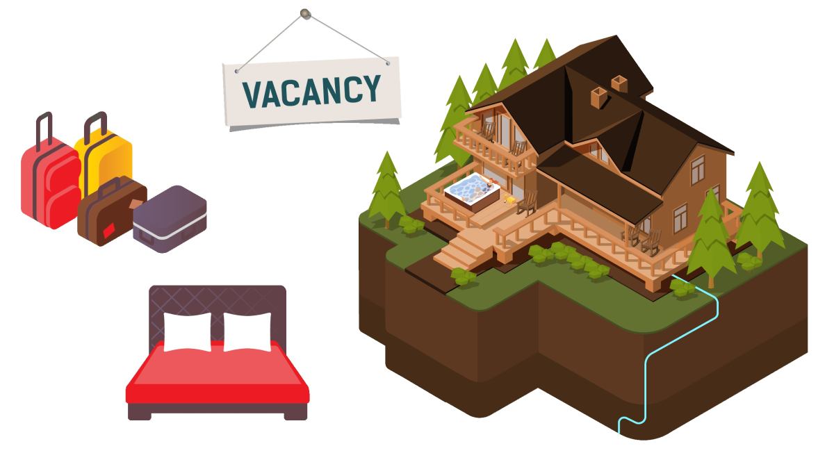Vacationrental.png An illustration of a log cabin with a hot tub.