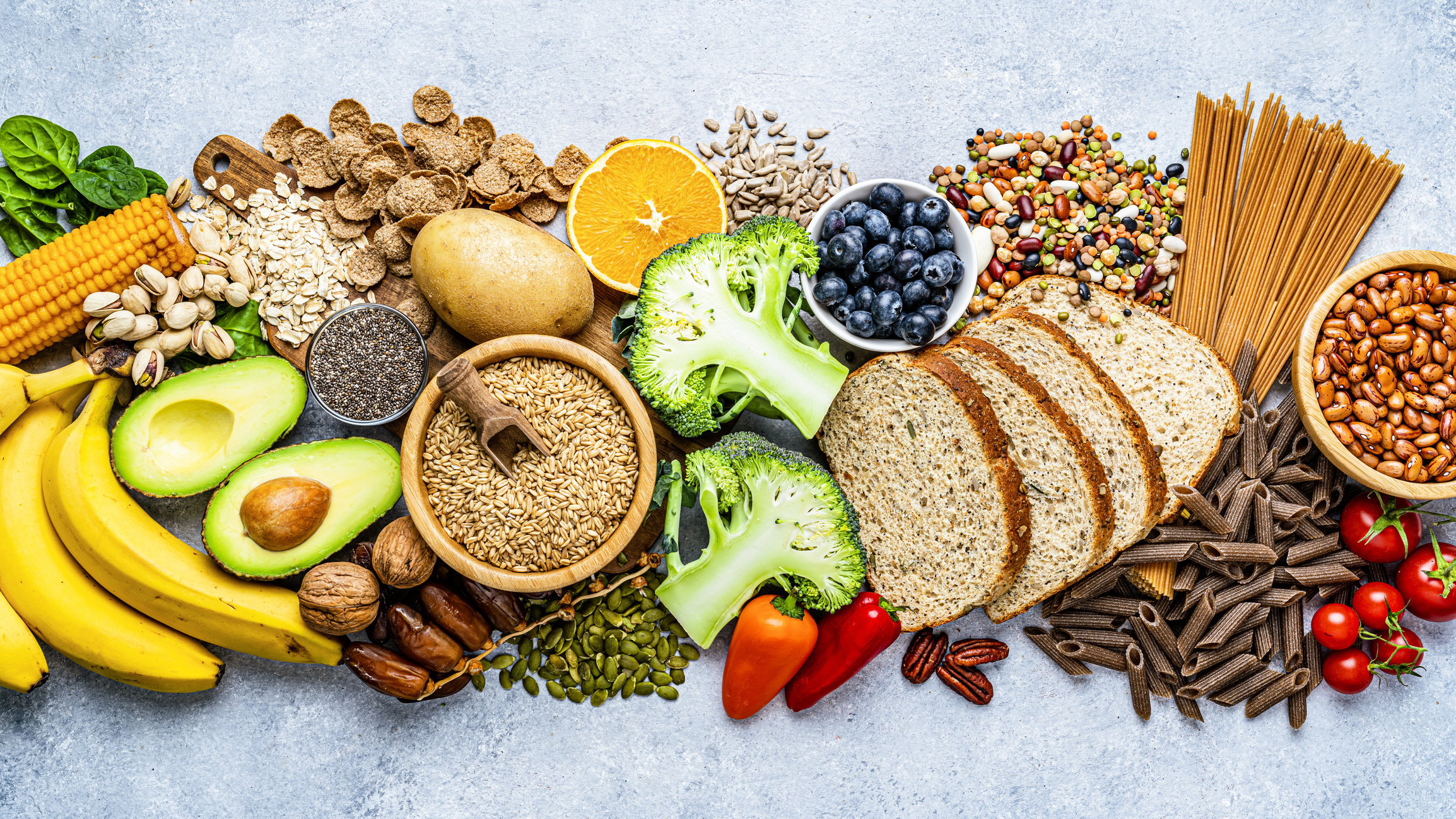 A variety of carb-containing foods