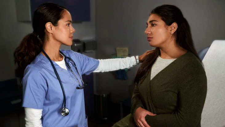 healthcare providers woman talking to healthcare provider