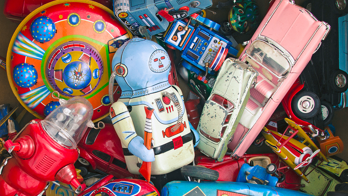 Box of old toys.