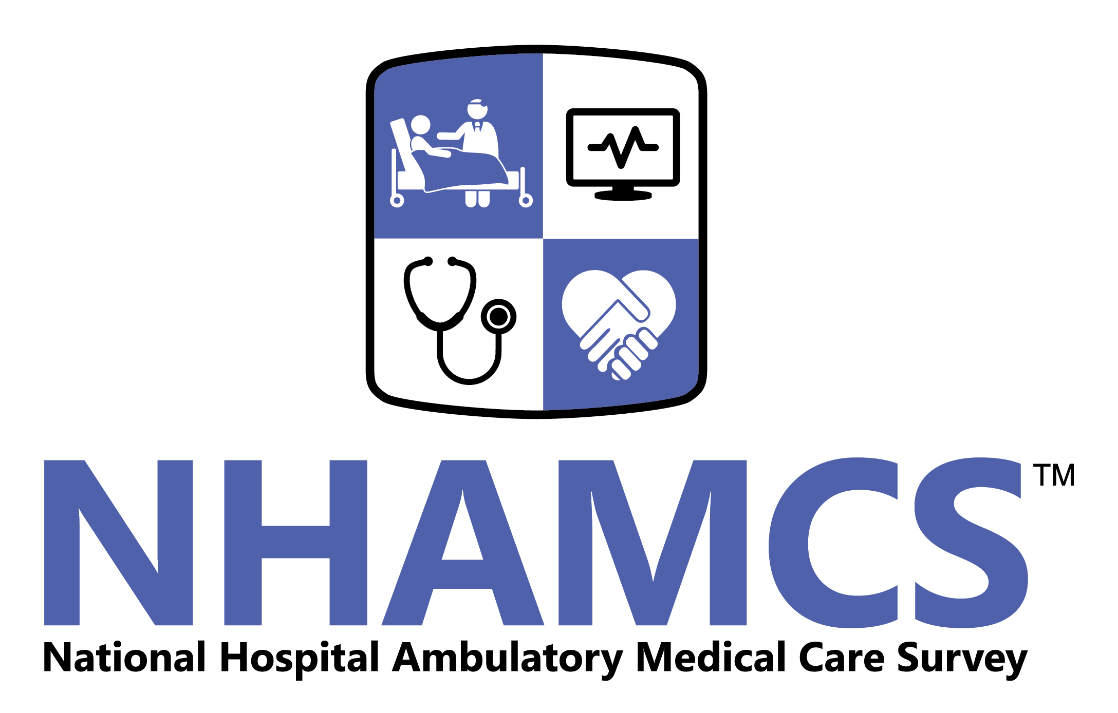 The NHAMCS logo gives the survey name and shows a shield with four health related icons.