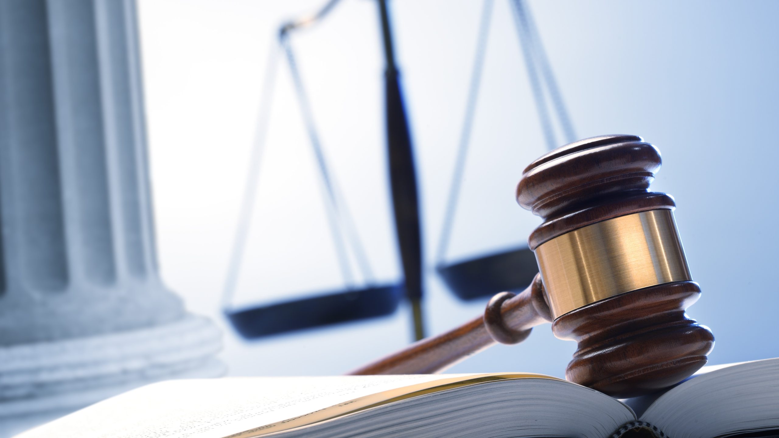 A gavel and scales.