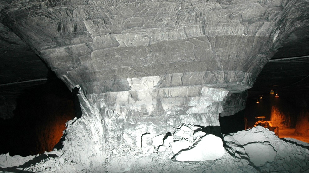 Failed stone mine pillar Failed stone mine pillar