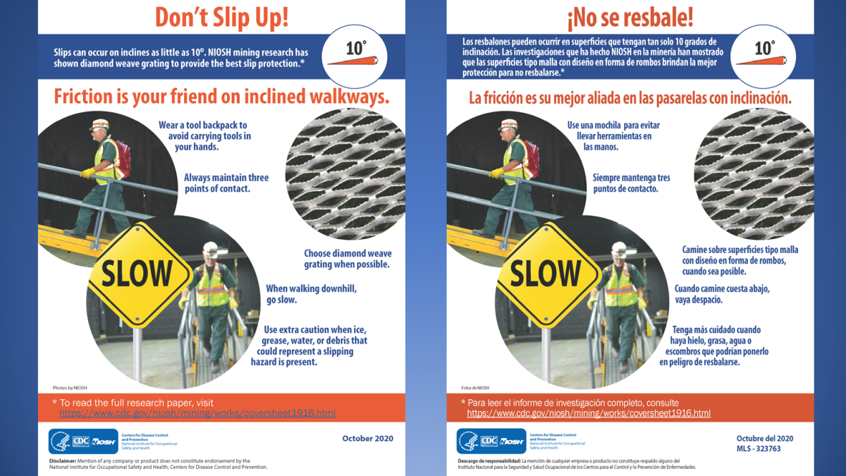 Don't Slip Up infographic thumbnail Thumbnail images of English and Spanish versions of the Don't Slip Up infographic