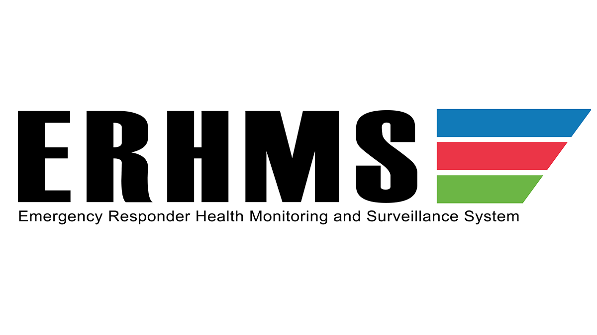 -- title missing -- Black text spelling ERHMS with a blue, red, and green stripe