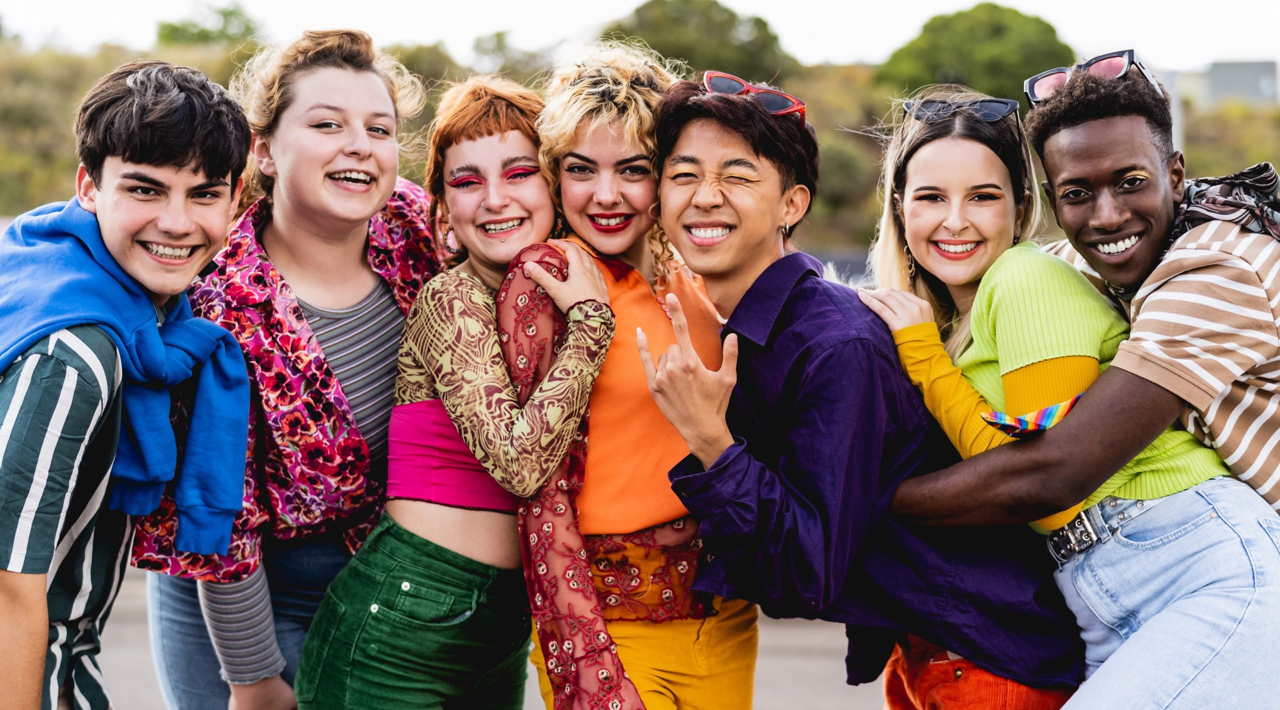 colorful photo of teens smiling