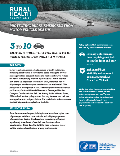 -- title missing -- A chart showing statistics of motor vehicle deaths in rural America.