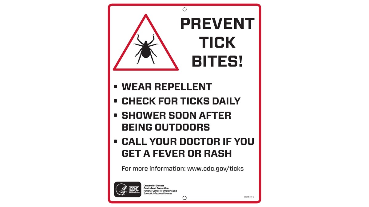 tick bite prevention trail sign