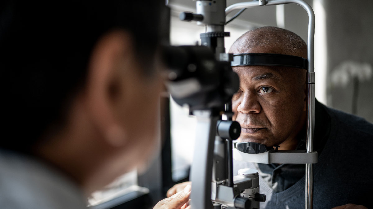 Adult man having an eye exam